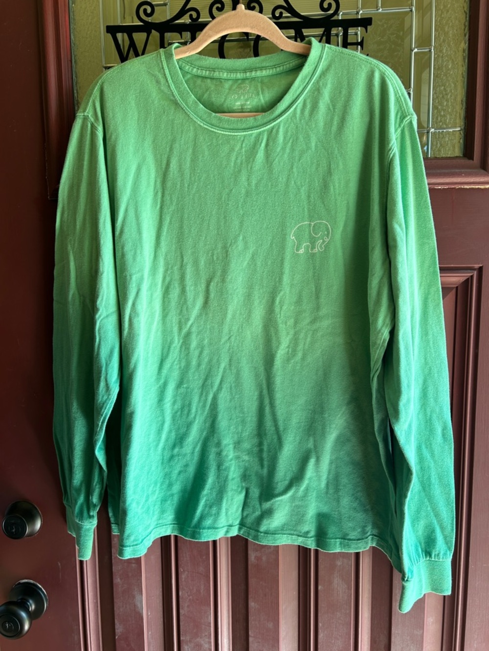 Ivory Ella Long-Sleeve Ombre Green Tee with Elephant